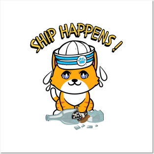 Ship Happens - Orange cat Posters and Art